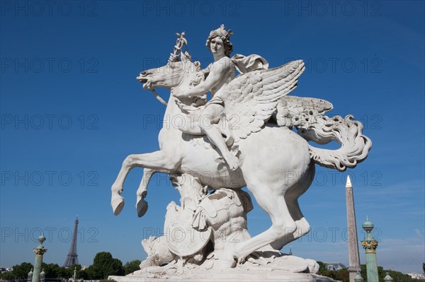 France, Region Ile de France, Paris 8e arrondissement, place de la Concorde, "Mercure monte sur Pegase" (1702), sculpture d'Antoine Coysevox