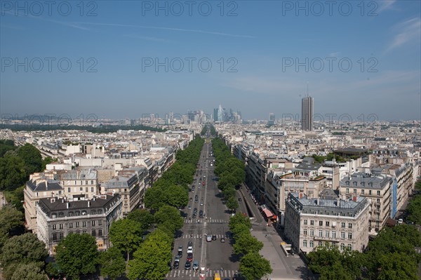 France, Region Ile de France, Paris 8e arrondissement, place Charles de Gaulle, place de l'Etoile, au sommet de l'Arc de Triomphe, panorama