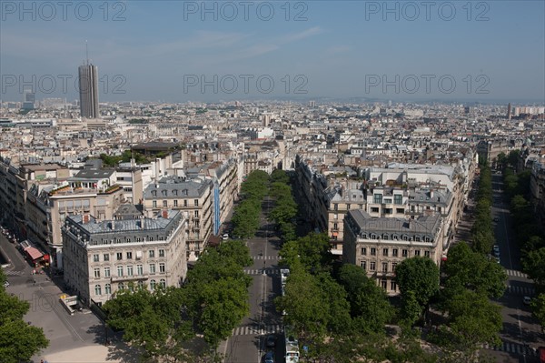 France, Region Ile de France, Paris 8e arrondissement, place Charles de Gaulle, place de l'Etoile, au sommet de l'Arc de Triomphe, panorama