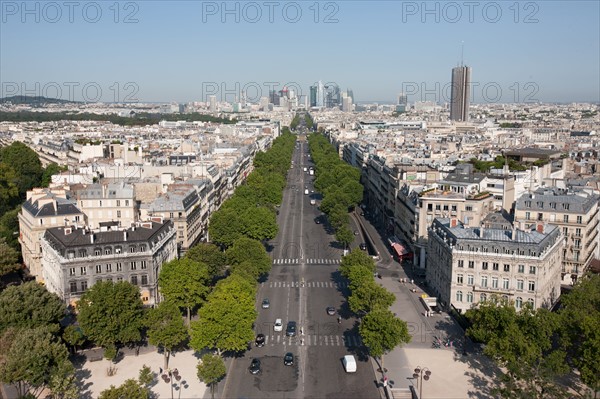 France, Region Ile de France, Paris 8e arrondissement, place Charles de Gaulle, place de l'Etoile, au sommet de l'Arc de Triomphe, panorama,