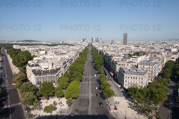 France, Region Ile de France, Paris 8e arrondissement, place Charles de Gaulle, place de l'Etoile, au sommet de l'Arc de Triomphe, panorama,