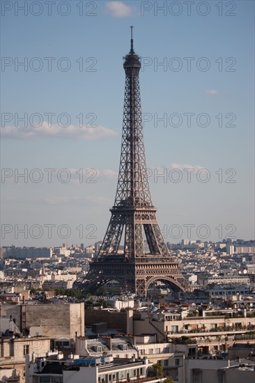 France, Region Ile de France, Paris 8e arrondissement, place Charles de Gaulle, place de l'Etoile, au sommet de l'Arc de Triomphe, panorama,