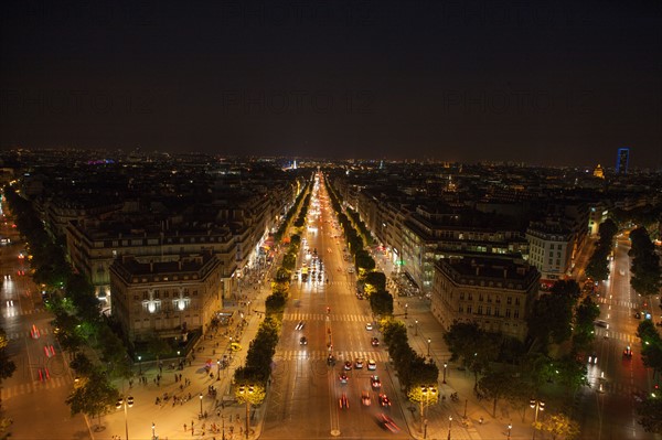 France, Region Ile de France, Paris 8e arrondissement, place Charles de Gaulle, place de l'Etoile, au sommet de l'Arc de Triomphe, panorama,