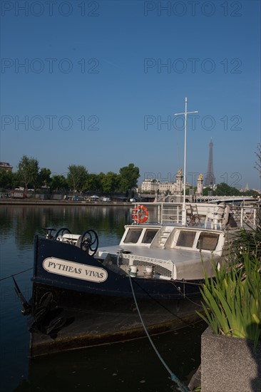 France, Region Ile de France, Paris 7e arrondissement, quai des Tuileries, la Seine et la Tour Eiffel, Pont Alexandre III,