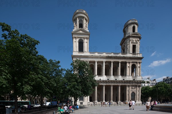 France, Region Ile de France, Paris 6e arrondissement, place Saint-Sulpice, eglise Saint-Sulpice, facade,