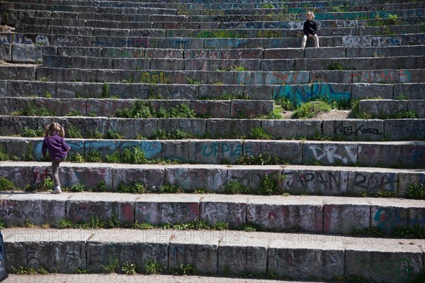 Allemagne (Germany), Berlin, Prenzlauer Berg, Mauer Park, vestiges du Mur de Berlin, jardin public,