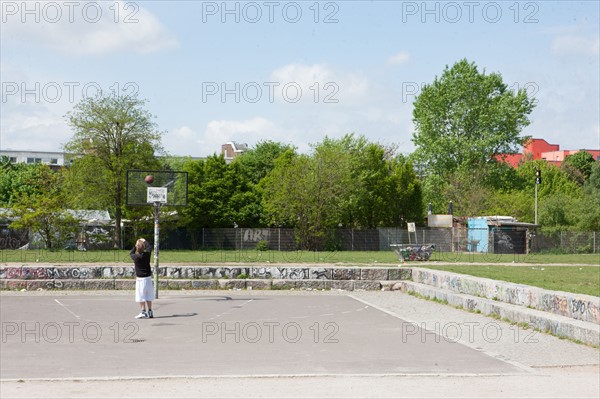 Allemagne (Germany), Berlin, Prenzlauer Berg, Mauer Park, vestiges du Mur de Berlin, jardin public,