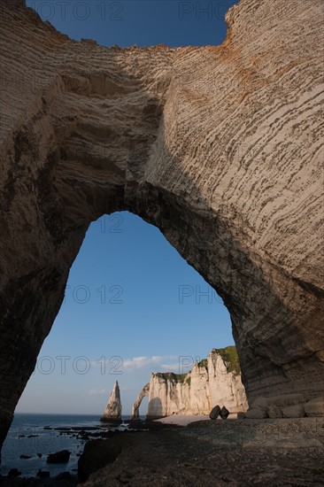 France, region Haute Normandie, Seine Maritime, pays des hautes falaises, Etretat, falaise d'aval,