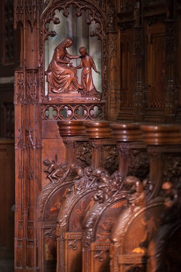 France, Ile de France, Seine Saint Denis, basilique de Saint-Denis, necropole des rois de France, stalles du choeur,