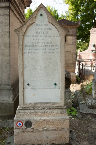 France, Ile de France, Paris 20e arrondissement, cimetiere du Pere Lachaise, 26e division, sepulture de Jean-Baptiste Martin, soldat de la Grande Armee de Napoleon 1er