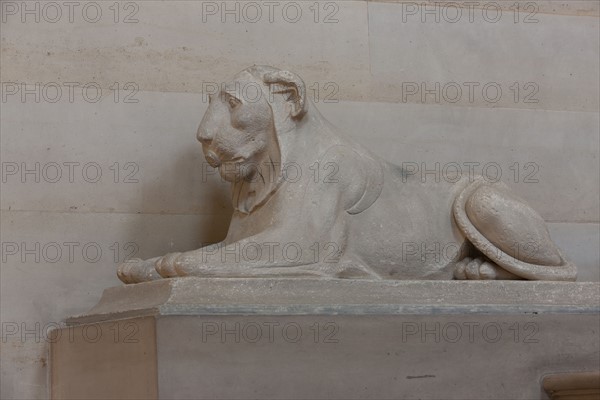 France, Ile de France, Paris 6e arrondissement, Palais du Luxembourg, Senat, grand escalier d'honneur, Napoleon 1er, lionnes et decors premier empire,