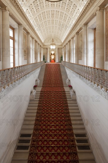 France, Ile de France, Paris 6e arrondissement, Palais du Luxembourg, Senat, grand escalier d'honneur, Napoleon 1er, lionnes et decors premier empire,