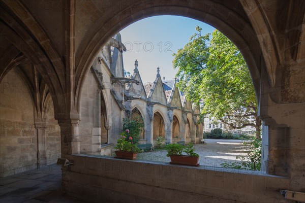 France, Ile de France, Paris 5e arrondissement, cloitre de l'eglise Saint-Severin, ancien charnier, cimetiere, voutes,