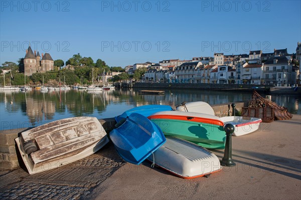 France, région Pays de la Loire, Loire Atlantique, Pornic, port et château.