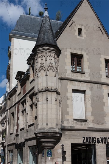 France, Région Ile de France, Paris 3e arrondissement, le Marais, Rue des Francs Bourgeois, tourelle de l'ancien Hôtel Herouet,