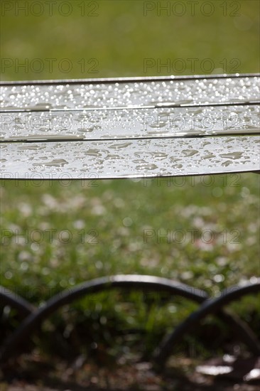 France, Région Ile de France, Paris 6e arrondissement, Jardin du Luxembourg, chaises après la pluie,