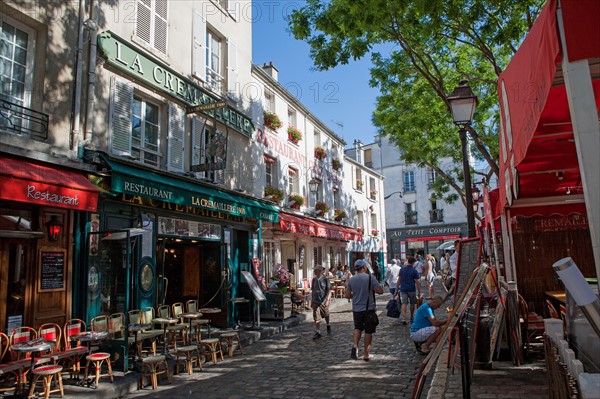 France, Région Ile de France, Paris 18e arrondissement, Montmartre, Place du Tertre, terrasses, artistes, portraitistes et caricaturistes,