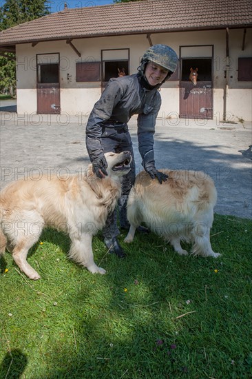 France, Région Basse Normandie, Manche, Haras de Bellevent, écurie Pierre Levesque, entraînement de trotteurs, Camille Levesque, piste,