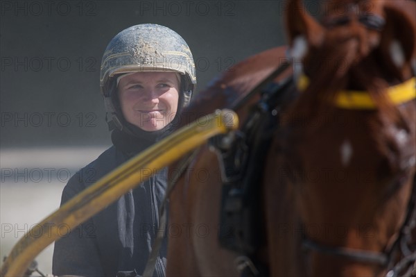 France, Région Basse Normandie, Manche, Haras de Bellevent, écurie Pierre Levesque, entraînement de trotteurs, Camille Levesque, piste,