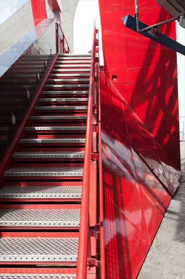 France, Région Ile de France, Paris 19e arrondissement, Parc de la Villette, folie, Porte de Pantin, escalier,