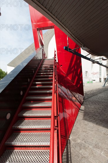 France, Région Ile de France, Paris 19e arrondissement, Parc de la Villette, folie, Porte de Pantin, escalier,