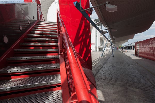 France, Région Ile de France, Paris 19e arrondissement, Parc de la Villette, folie, Porte de Pantin, escalier,