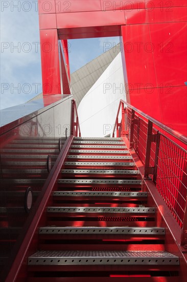 France, Région Ile de France, Paris 19e arrondissement, Parc de la Villette, folie, Porte de Pantin, escalier,