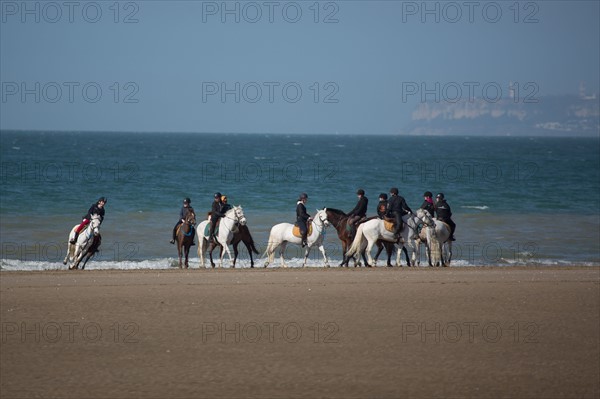 Villers-sur-Mer, chevaux et poneys sur la plage