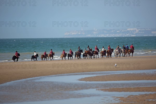 Villers-sur-Mer, chevaux et poneys sur la plage