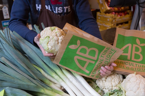 Organic leeks and cauliflowers