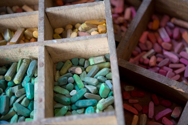 Paris, Atelier Elzevir, detail of pastels