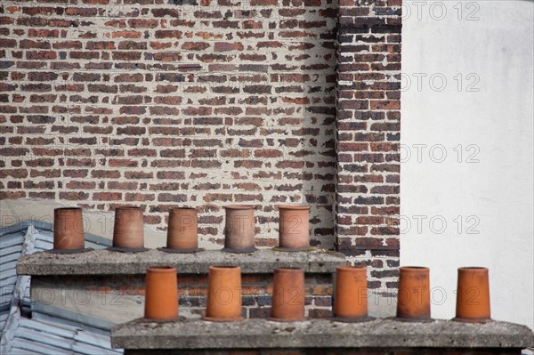 Paris, brick fireplace in the 13th arrondissement