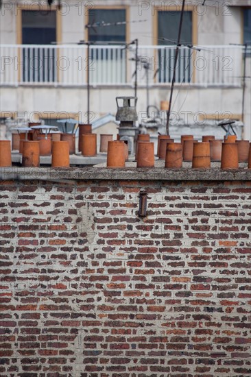 Paris, cheminée en brique dans le 13e arrondissement