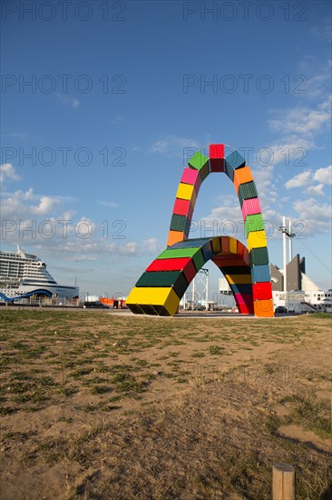 Le Havre, Catène de conteneurs, œuvre de Vincent Ganivet