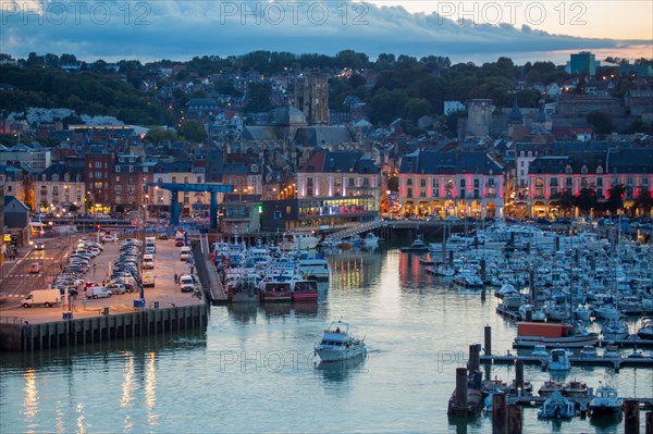 Dieppe, port by night from the heights of Le Pollet