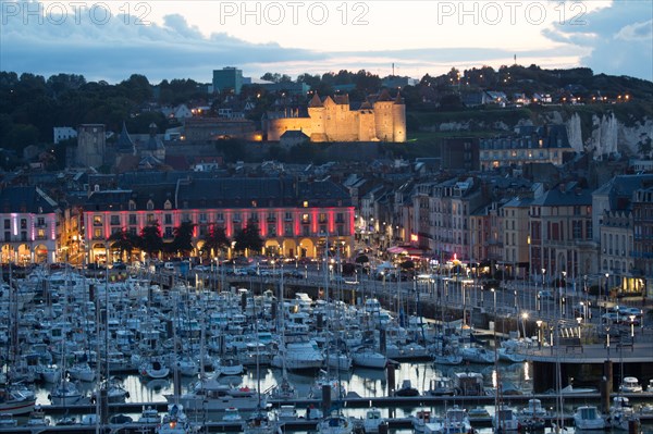 Dieppe, port by night from the heights of Le Pollet