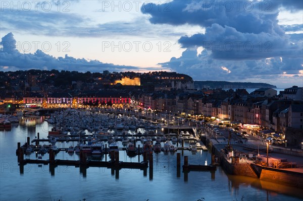 Dieppe, port by night from the heights of Le Pollet