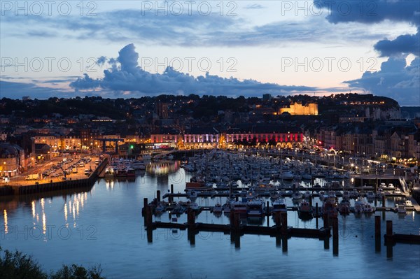 Dieppe, port by night from the heights of Le Pollet