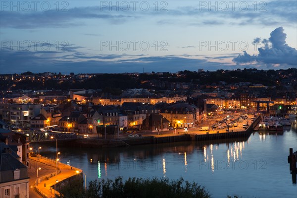 Dieppe, port by night from the heights of Le Pollet