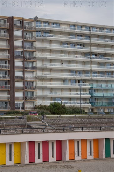 Le Touquet Paris Plage, bathing cabins and seafront buildings