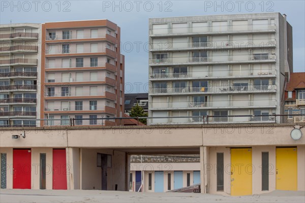 Le Touquet Paris Plage, bathing cabins and seafront buildings