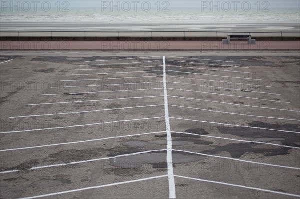 Le Touquet Paris Plage, empty car park on the seafront