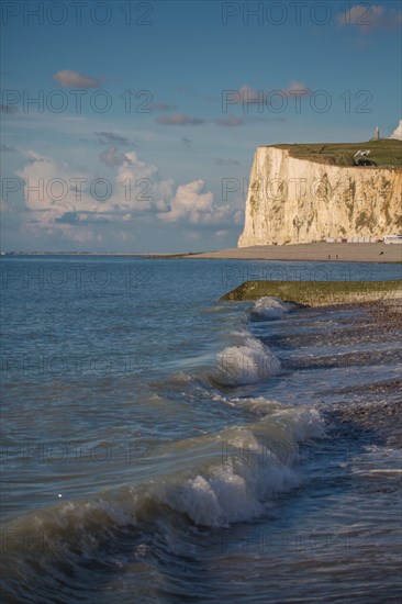 Mers les Bains, beach and cliff in the background