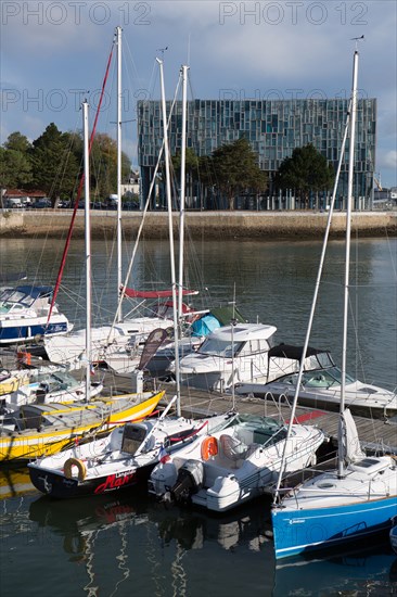 Lorient, port, docked boats and Lorient Agglomeration building