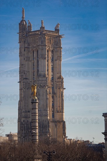 Paris, Tour Saint Jacques et Colonne de la Place du Châtelet,