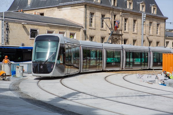 Construction of the tramway in Caen