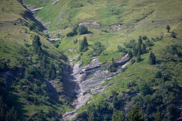 Morzine, Haute-Savoie, site du lac des Mines d'Or, le rouleau de Bostan