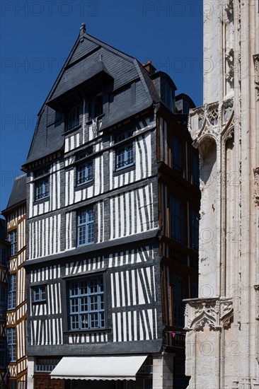 Rouen (Seine Maritime), timbered frame house on the place Barthélémy