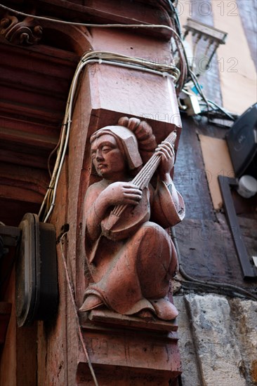 Rouen (Seine Maritime), détail d'une maison à pans de bois