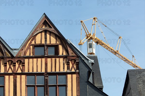 Rouen (Seine Maritime), restoration site of the Saint-Maclou churchyard (church)